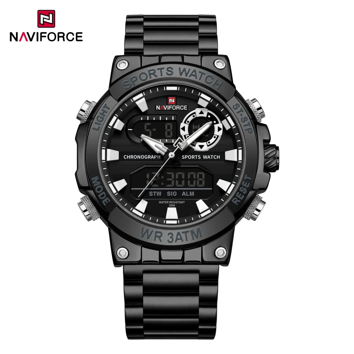 Naviforce 9237 CH - Black White - Image 3
