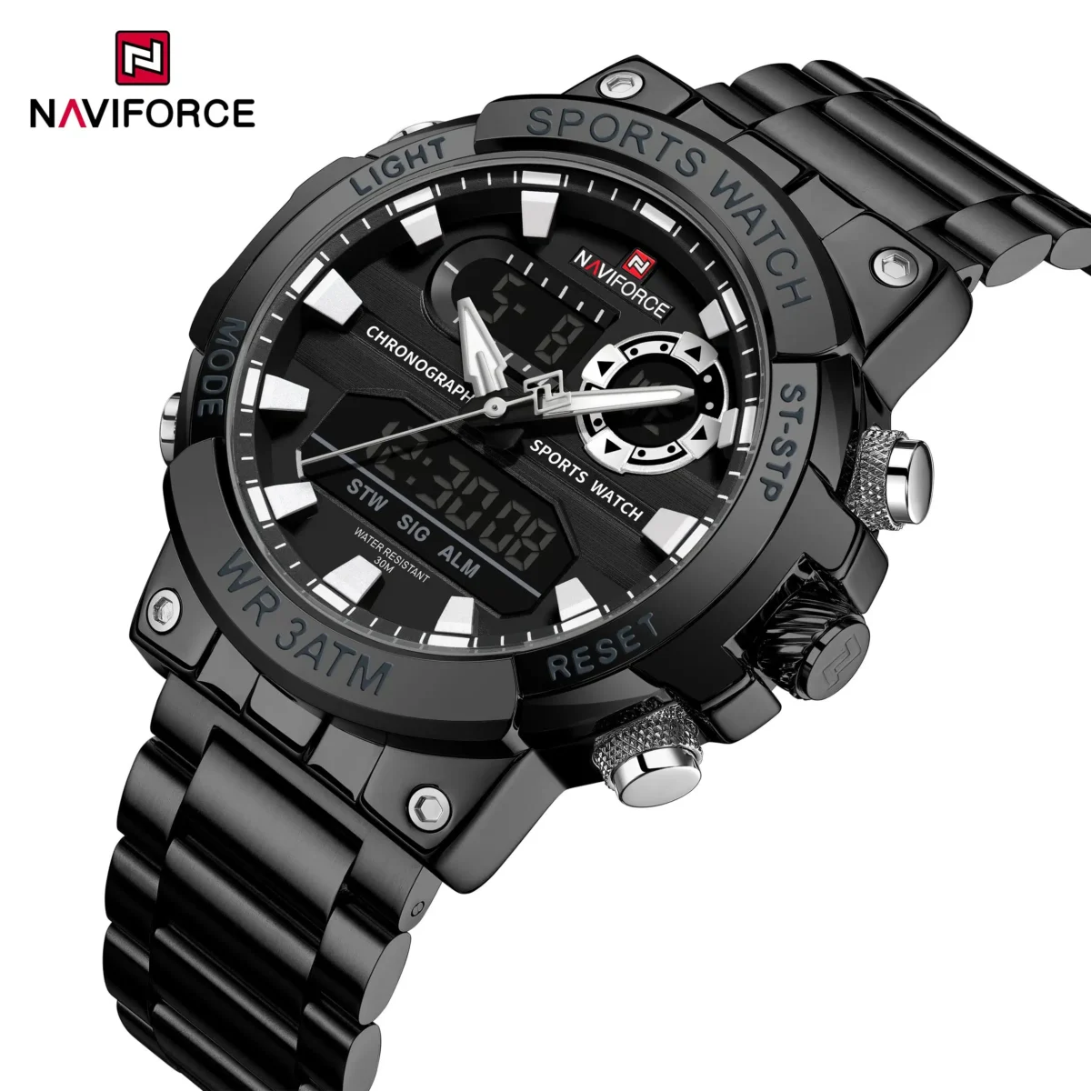 Naviforce 9237 CH - Black White - Image 2