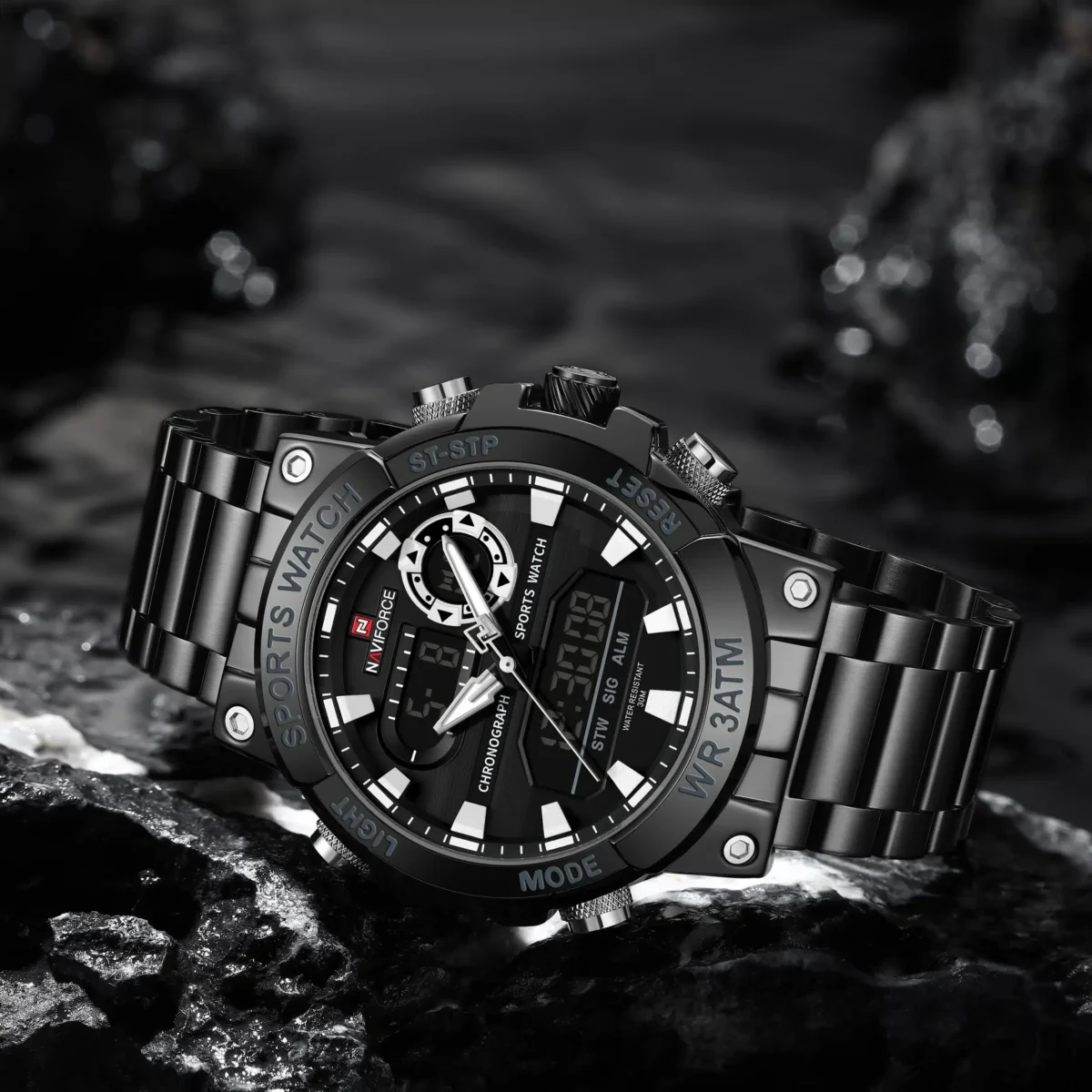 Naviforce 9237 CH - Black White - Image 4