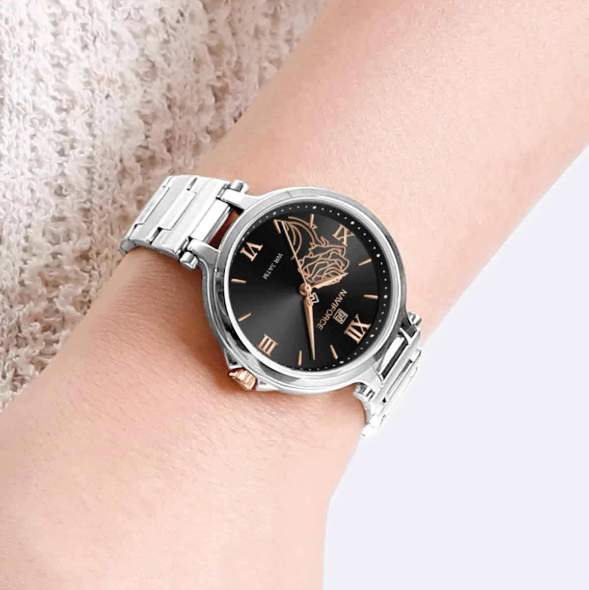 Naviforce 5060 For Women - Silver Black - Image 3