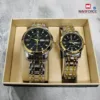 Poedagar 936 Couple Watch - Silver Gold Black With Premium Box - Image 5