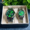Poedagar 936 Couple Watch - Green With Premium Box - Image 4