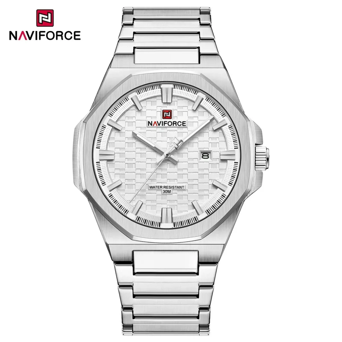 Naviforce 9245 CH – Silver White For Men - Image 1