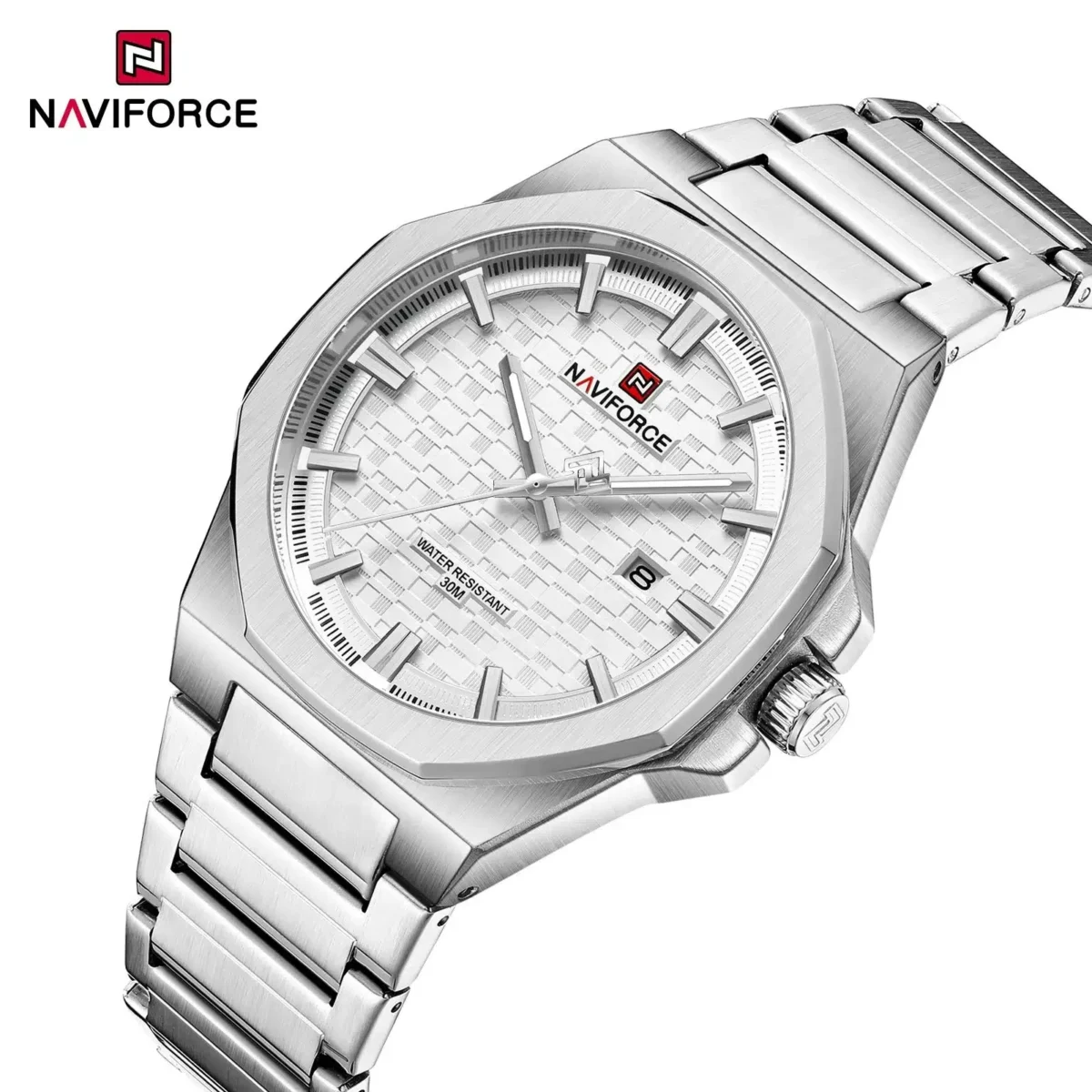 Naviforce 9245 CH – Silver White For Men - Image 3