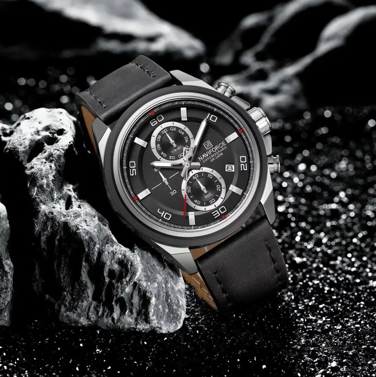 Naviforce 8075 For Men - Silver Black - Image 1