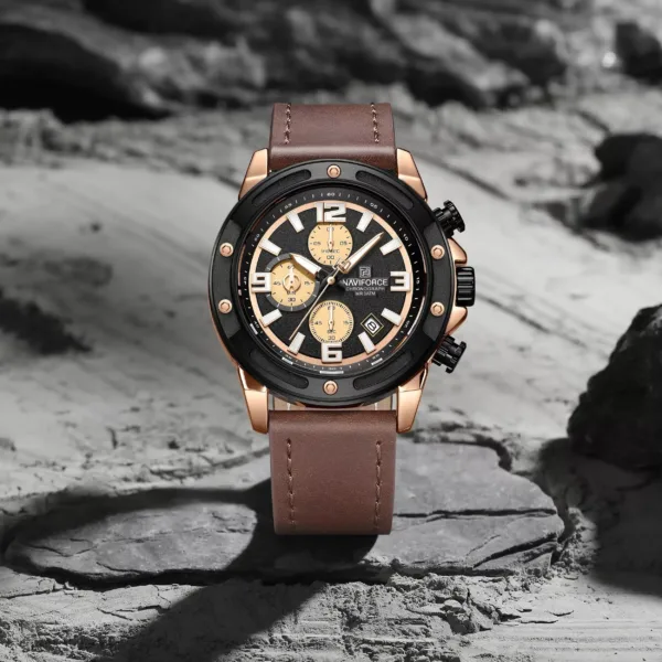 Naviforce 8074 For Men - Rose Brown - Image 3