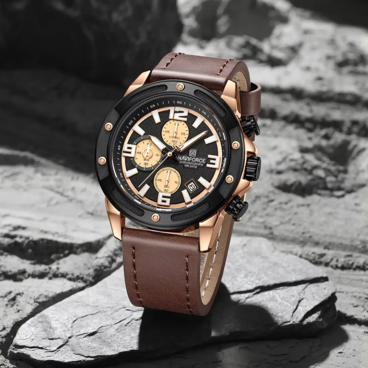 Naviforce 8074 For Men - Rose Brown - Image 2