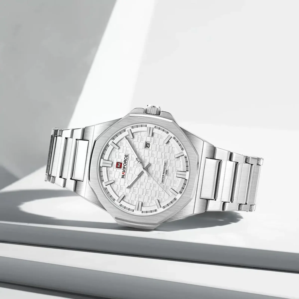 Naviforce 9245 CH – Silver White For Men - Image 4