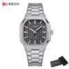 Curren 8458 For Men - Silver Black - Image 2
