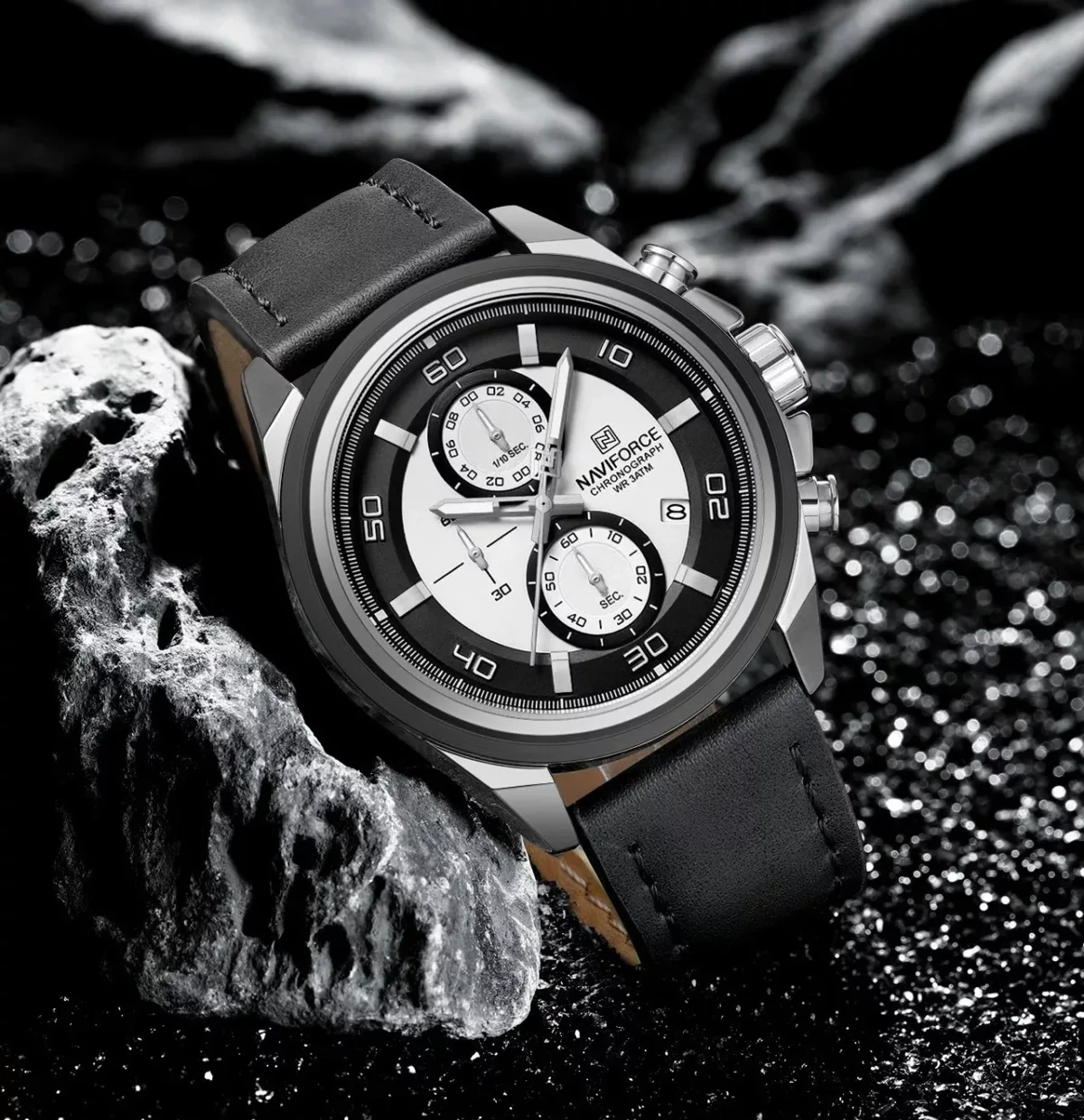 Naviforce 8075 For Men - Black White - Image 2