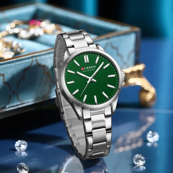 Curren 9090 - Silver Green For Woman - Image 1