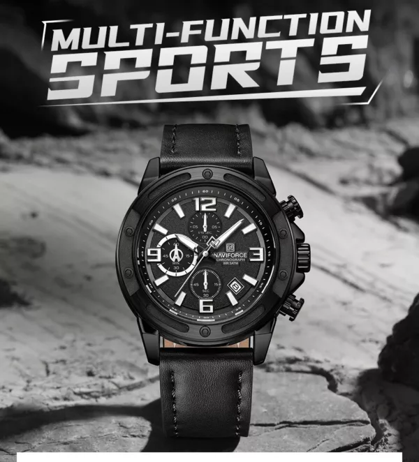 Naviforce 8074 For Men - Black White - Image 4