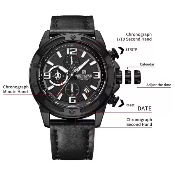 Naviforce 8074 For Men - Black White - Image 7