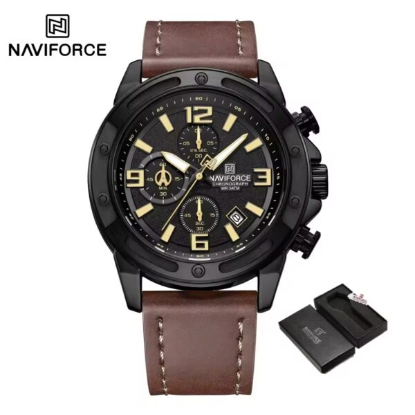 Naviforce 8074 For Men - Black Brown - Image 3