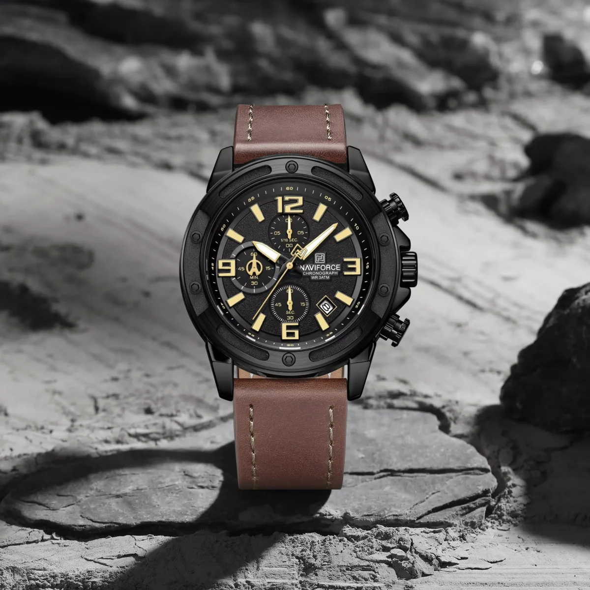 Naviforce 8074 For Men - Black Brown - Image 1