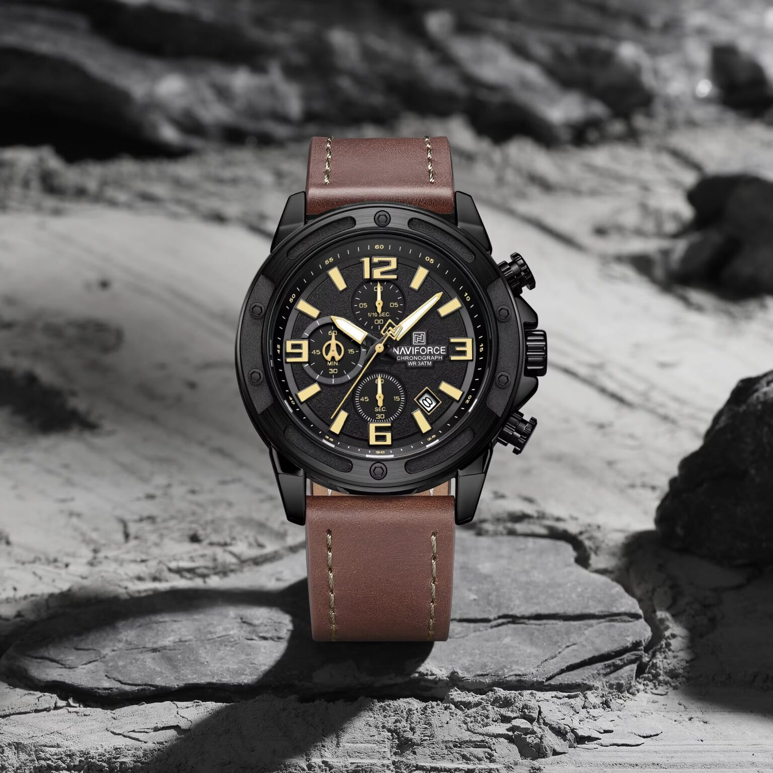 Naviforce 8074 For Men - Black Brown - Image 1