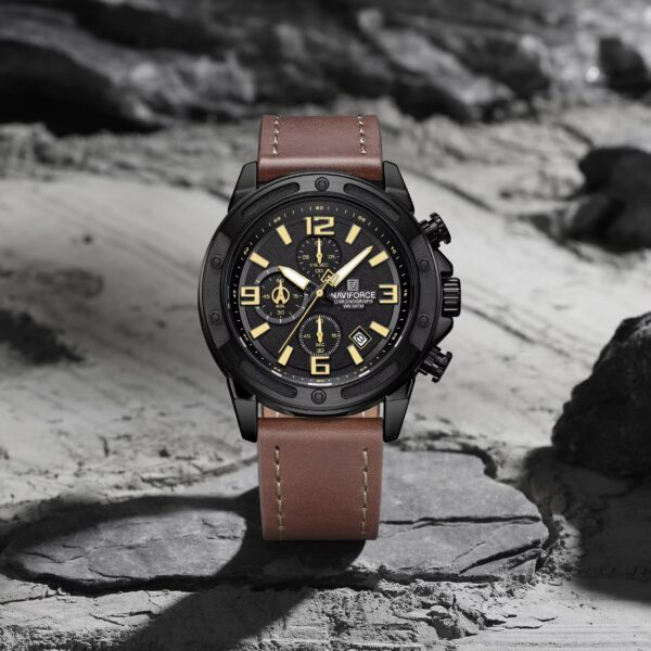 Naviforce 8074 For Men - Black Brown - Image 1