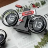MidClock HY-F117 Unique Bicycle Vintage Flip Desk Clock – Red