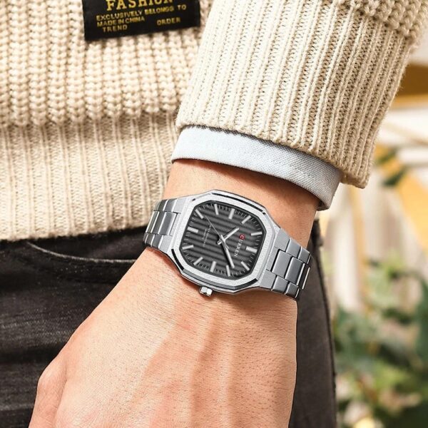 Curren 8458 For Men - Silver Black - Image 3
