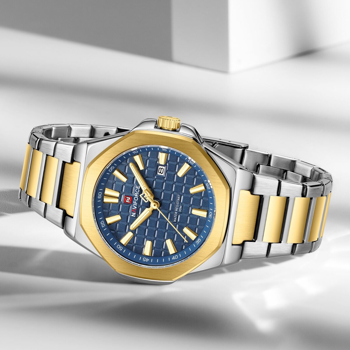 Naviforce 9258 CH For Men - Silver Gold Blue - Image 3