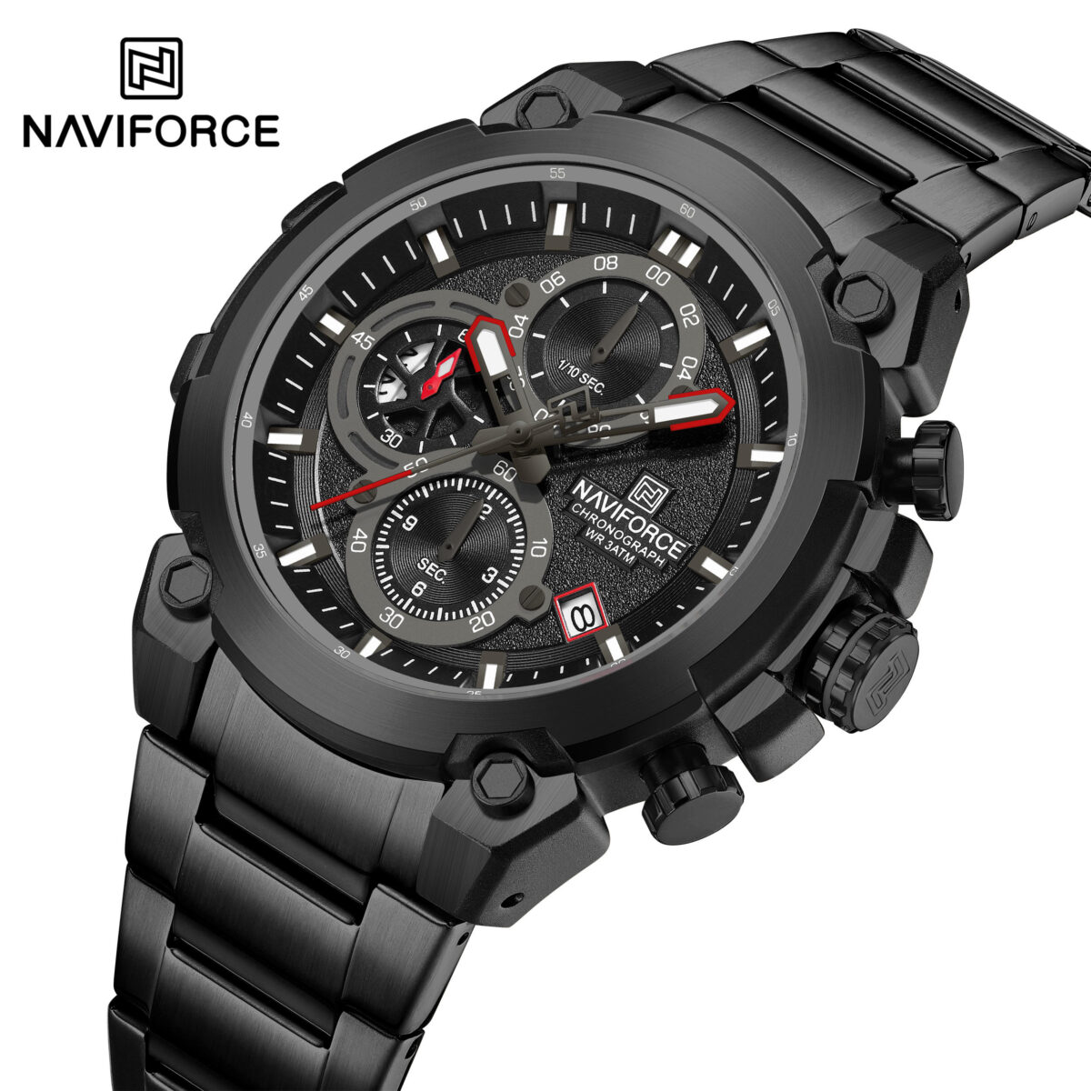Naviforce 8071 For Men - Black Red - Image 4