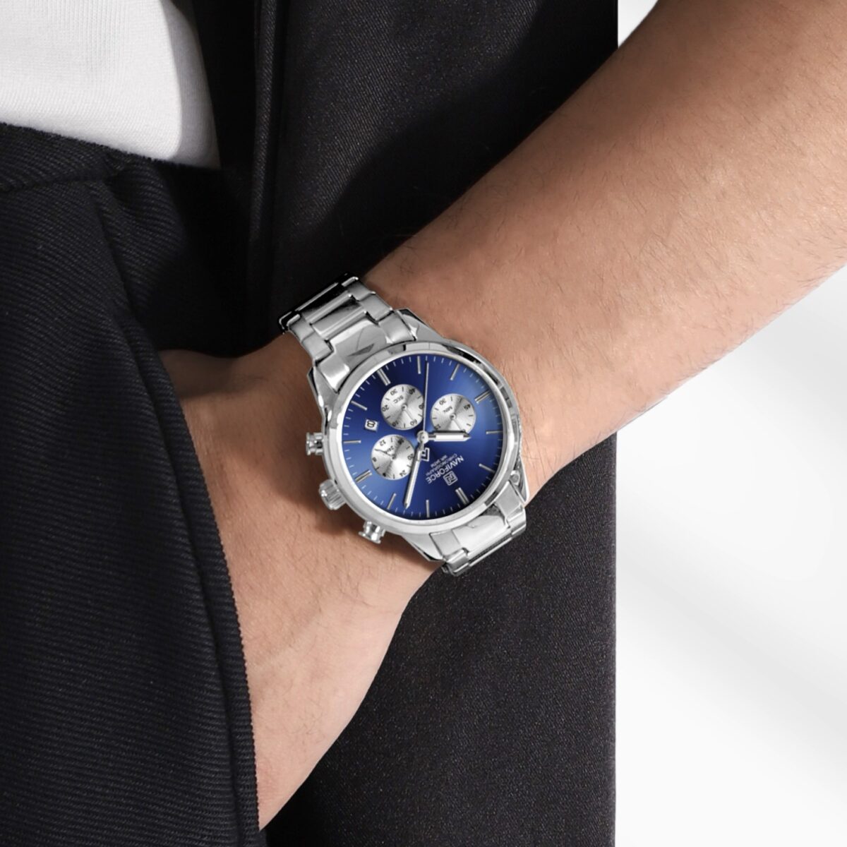 Naviforce 8076 For Men - Silver Blue - Image 4