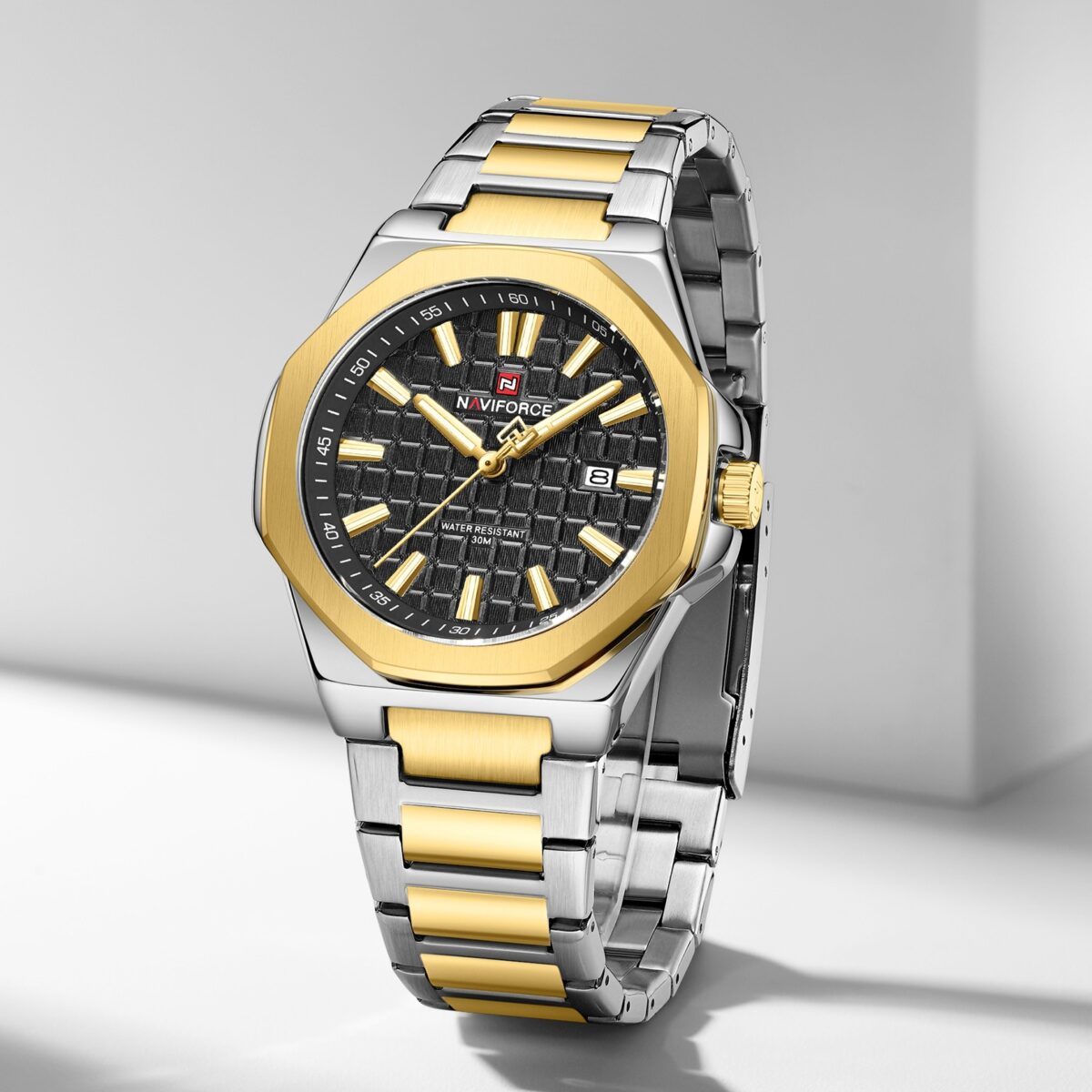 Naviforce 9258 CH For Men - Silver Gold Black - Image 1