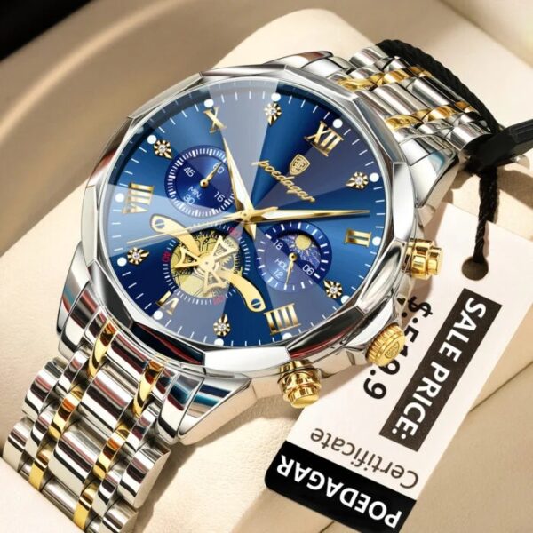 Poedagar 938 For Men - Silver Gold Blue - Image 1