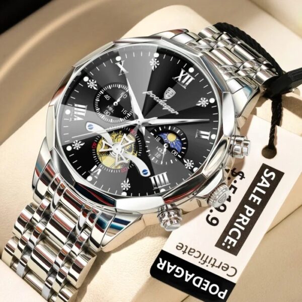 Poedagar 938 For Men - Silver Black - Image 1