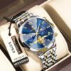 Poedagar 938 For Men - Silver Gold Blue - Image 5