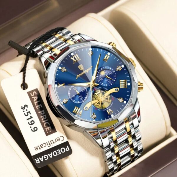 Poedagar 938 For Men - Silver Gold Blue - Image 5