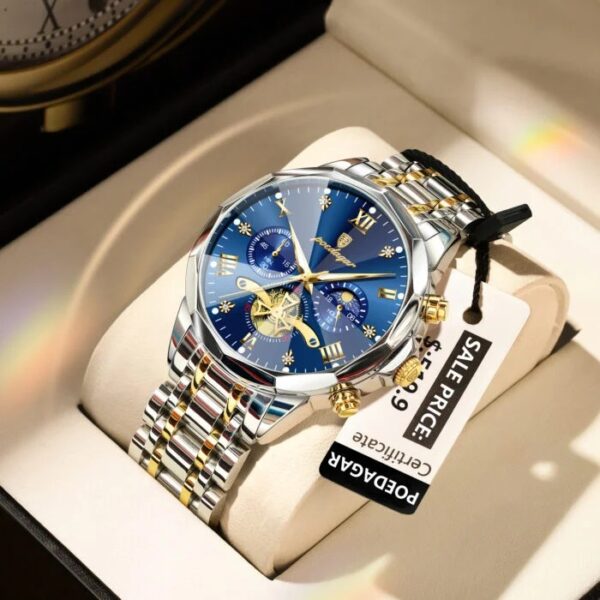 Poedagar 938 For Men - Silver Gold Blue - Image 4