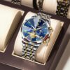 Poedagar 938 For Men - Silver Gold Blue - Image 3