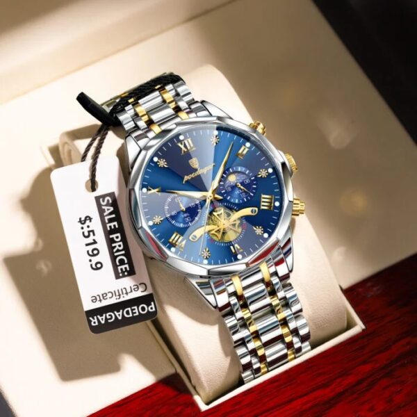 Poedagar 938 For Men - Silver Gold Blue - Image 2