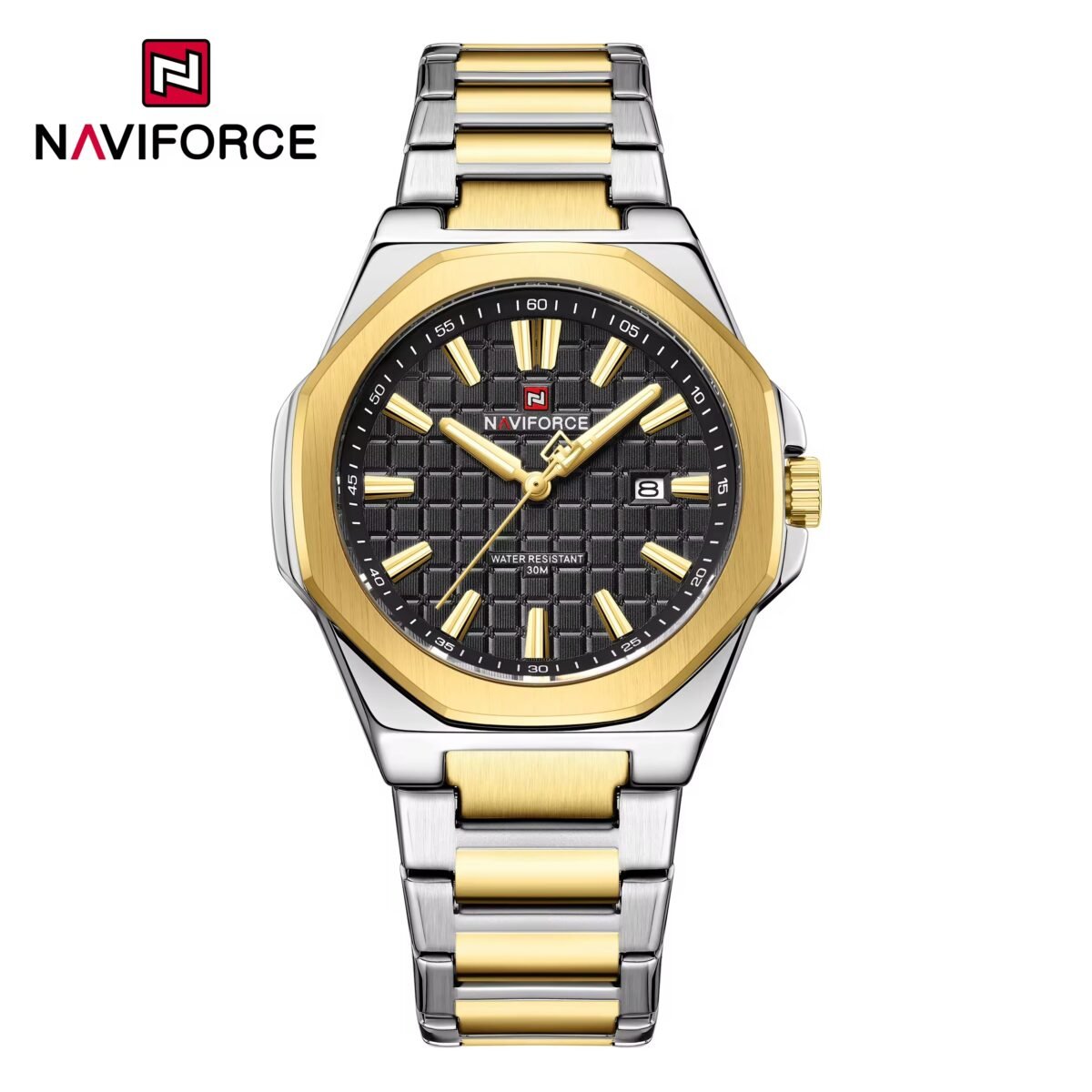 Naviforce 9258 CH For Men - Silver Gold Black - Image 2