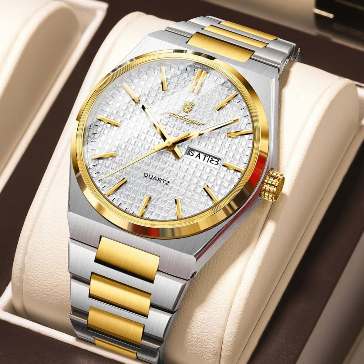 Poedagar 874 CH For Men - Gold White - Image 1