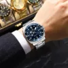 Poedagar 873 CH For Men - Silver Blue - Image 3