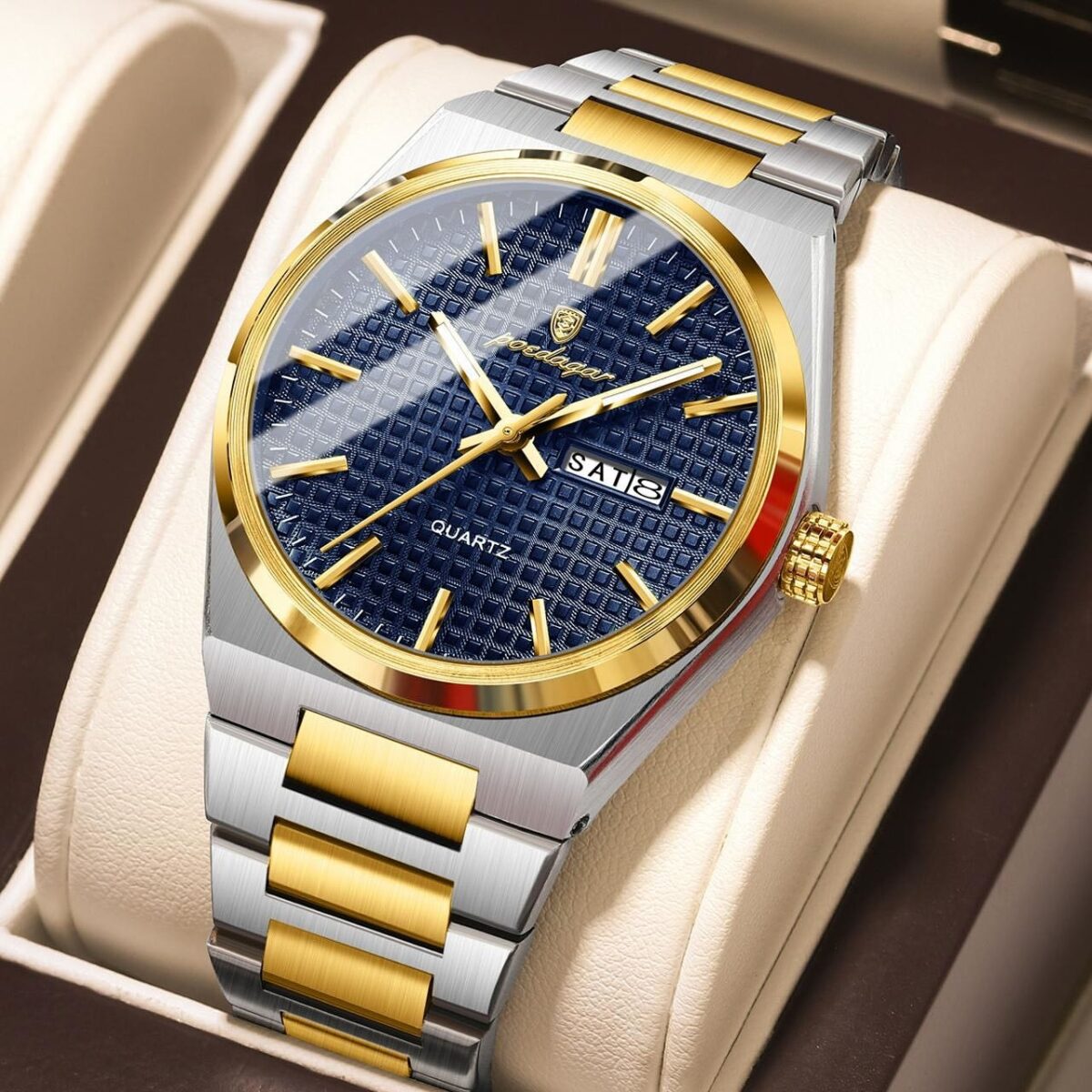 Poedagar 874 CH For Men - Gold Blue - Image 1