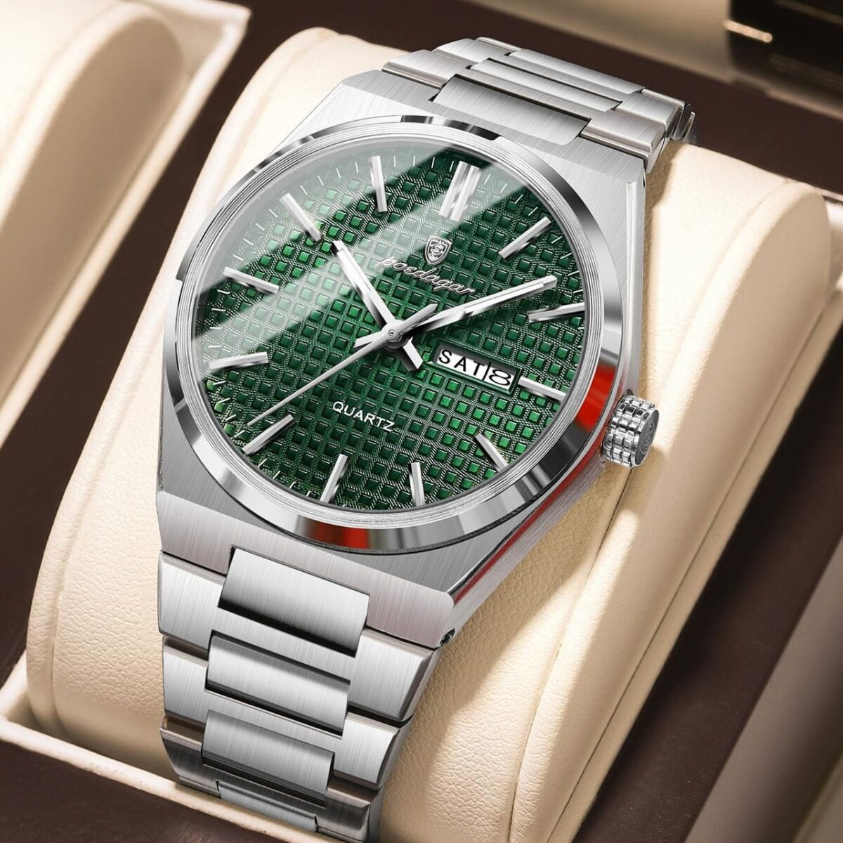 Poedagar 874 CH For Men - Silver Green - Image 1