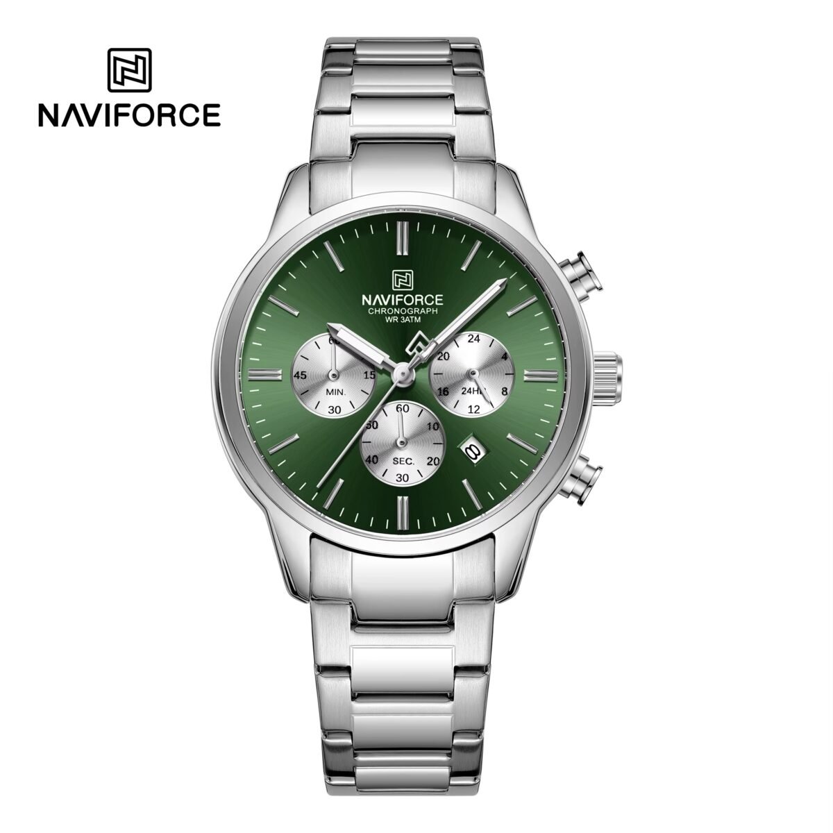 Naviforce 8076 For Men - Silver Green - Image 1