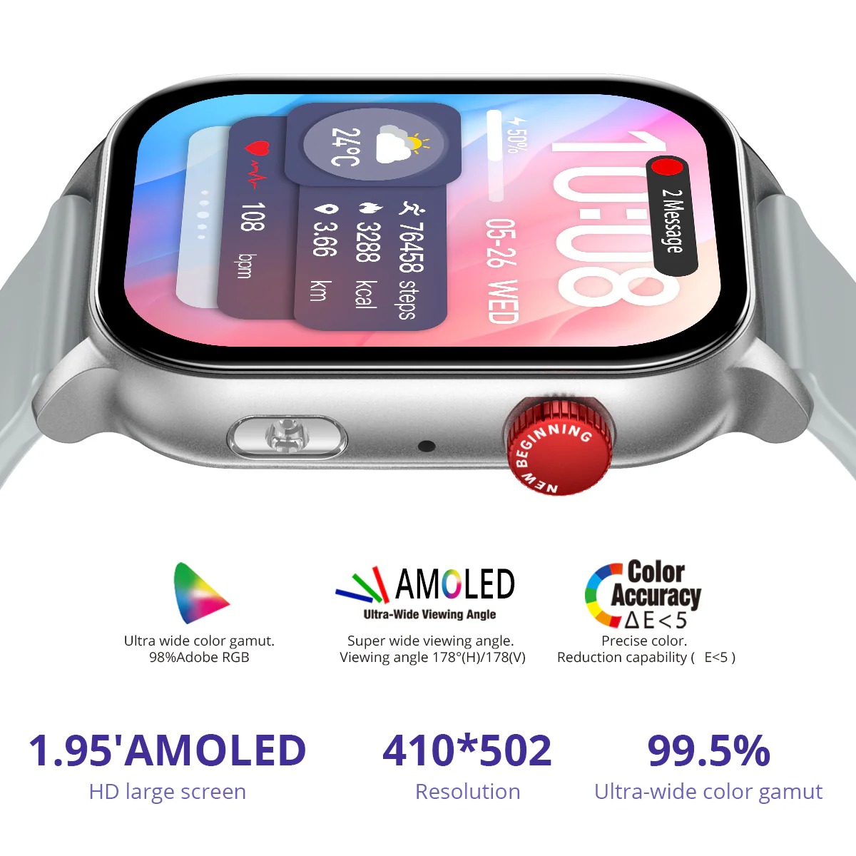 Colmi P78 AMOLED Smartwatch - Silver - Image 2