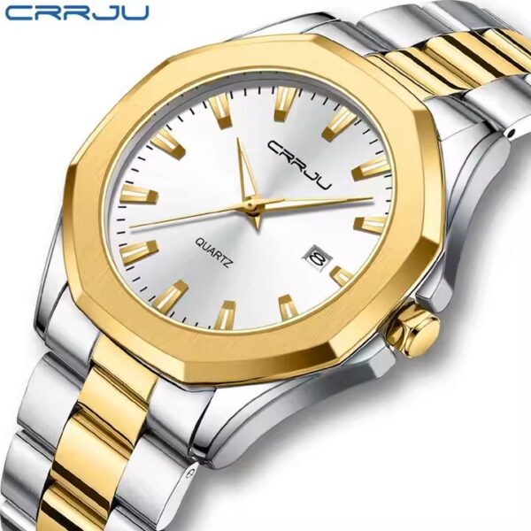 Crrju 5004CH For Men – Silver Gold White - Image 2