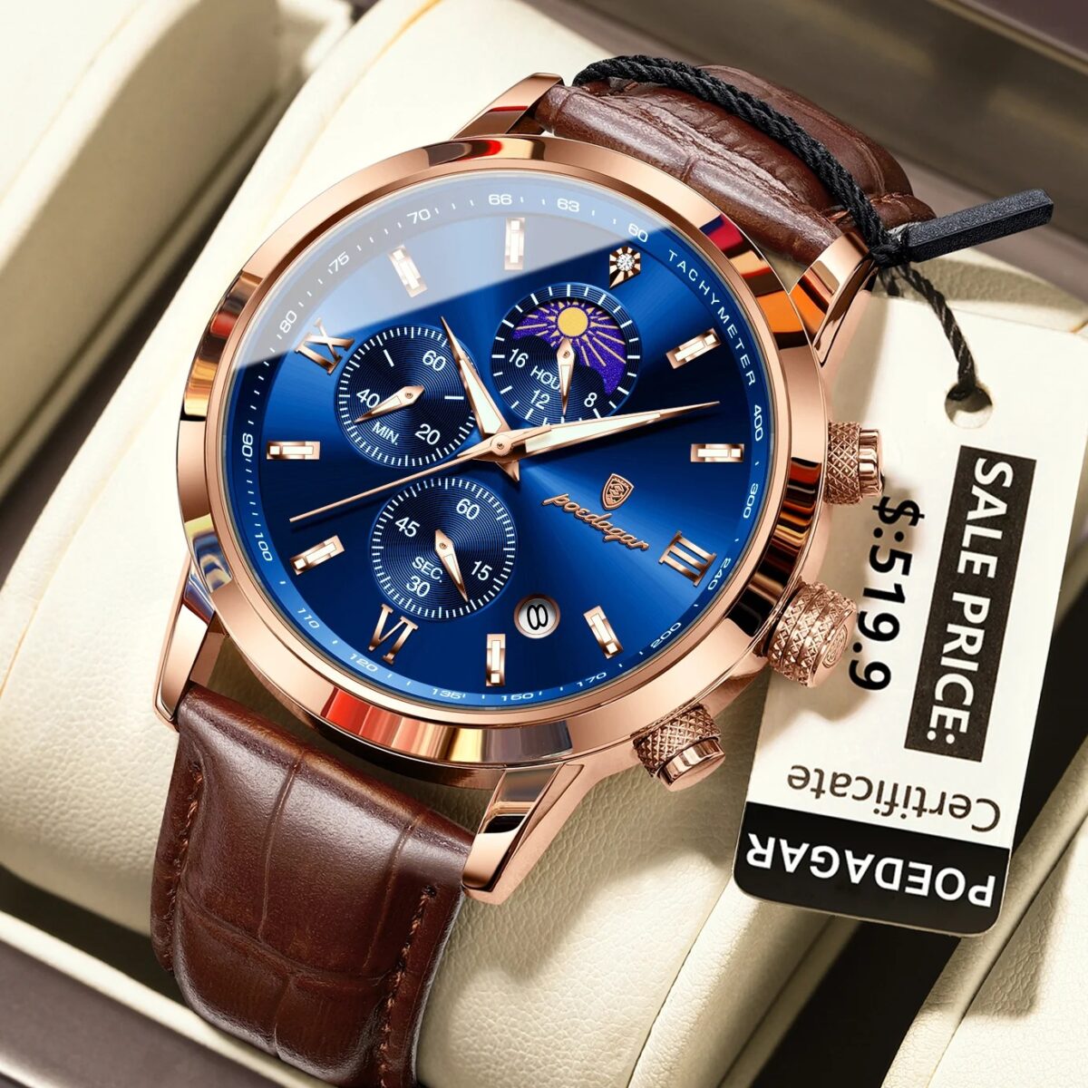 Poedagar 882L For Men - Brown Rose Blue - Image 1